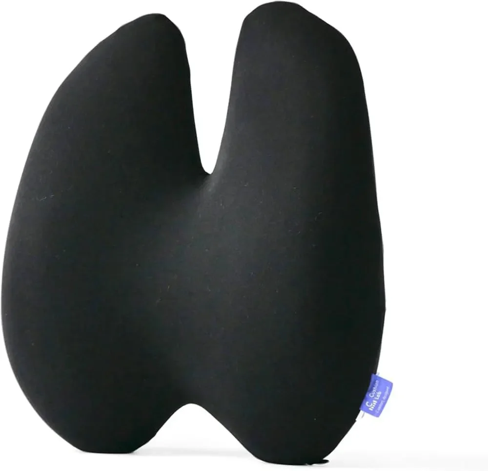 C Cushion Lab Extra Dense Lumbar Pillow Back Pain Support Strap Office Black